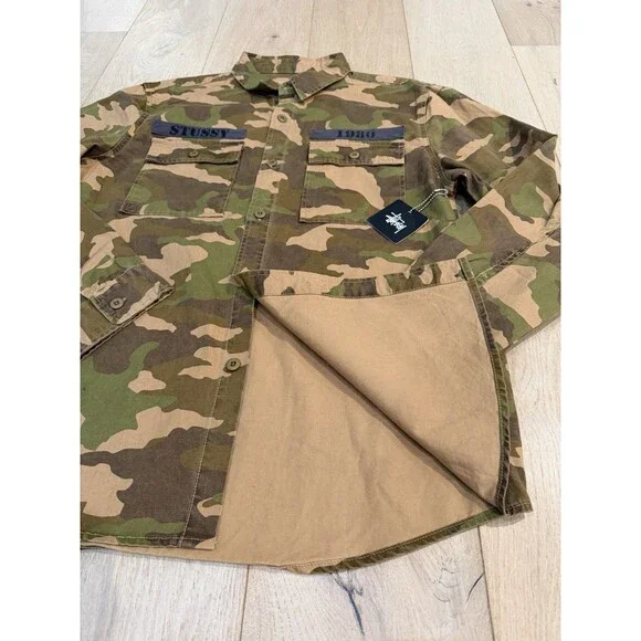 Rare Stussy Camo  International Worldwide Tribe Button Up Shirt  Mens XL - Picture 8 of 11